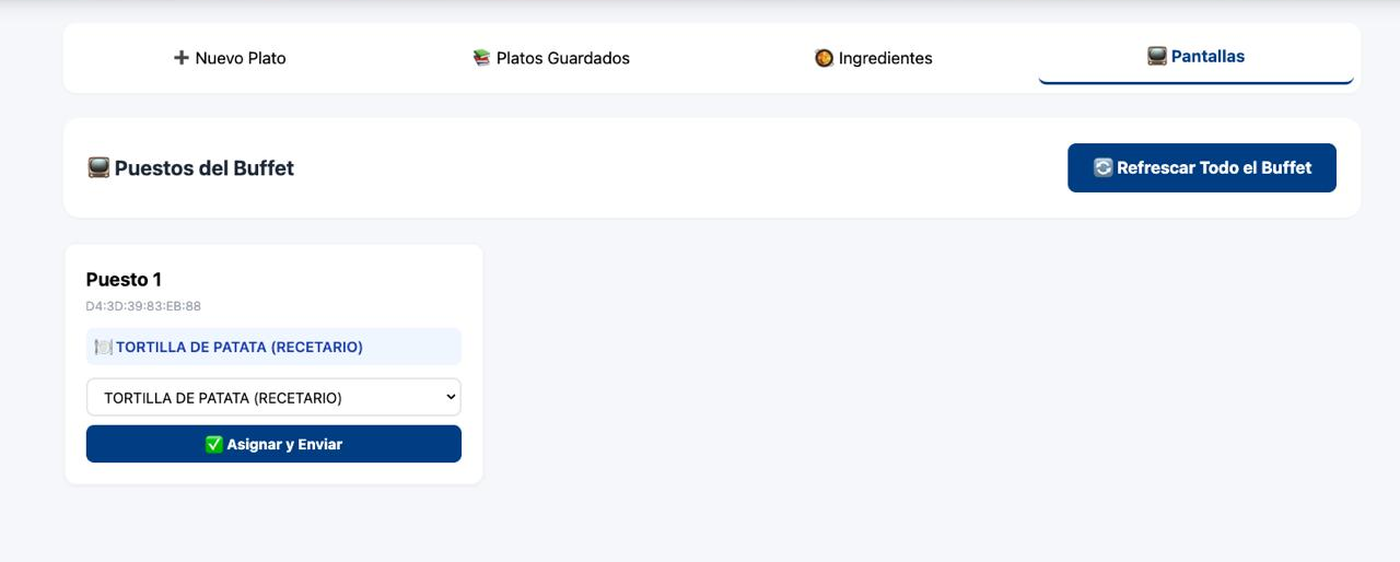 Pantalla del buffet de Smart Buffet